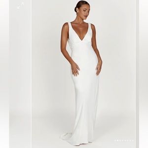 Meshki Amanza White Maxi Dress with Cowl Back